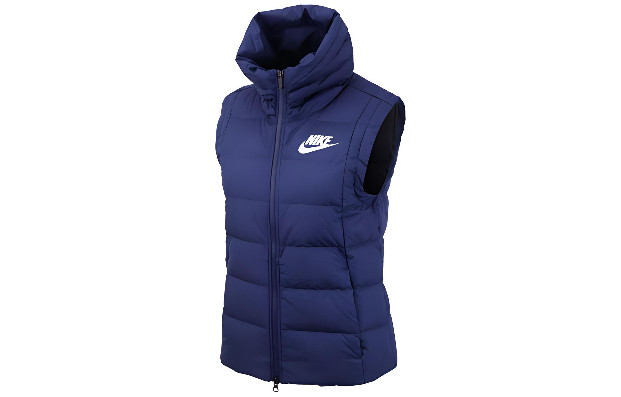Nike Down Vests Women s Navy Blue Stand Collar Moderate Other AJ7430-429 XS