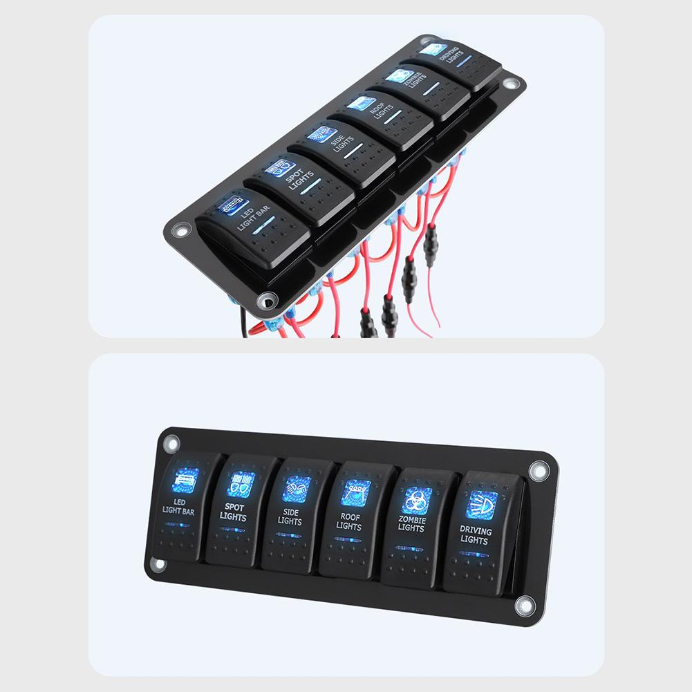 Sale Newest 6 Gang LED Rocker Switch Panel 12V/24V Car Marine RV Control Panel With 10A Fuse Replacement Car Accessories