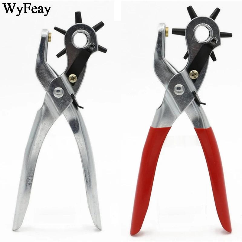 Genuine Leather Craft Tools Belt Hole Punch Plier Eyelet Puncher Revolve Sewing Machine Setter Tool Watchband Strap Household Paper Diy
