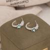 Blue Diamond-Set Star Stud Earrings Personalized Sweet And Cool C-Ring Earrings Design Niche Light Luxury Exquisite Earrings