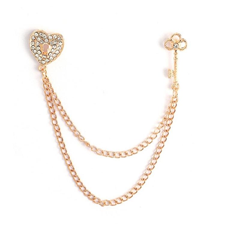 

Heart Key Charm Brooch Necklace Metal Jewelry Easy Matching Brooch Youth Fashion Accessories For Daily Wear Gifts золотий
