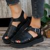 Platform Roman Sandalias Women Round Toe Hollow Out Casual Summer Shoes Flat Bottom Baotou Weave Sandales Female Black Footwear