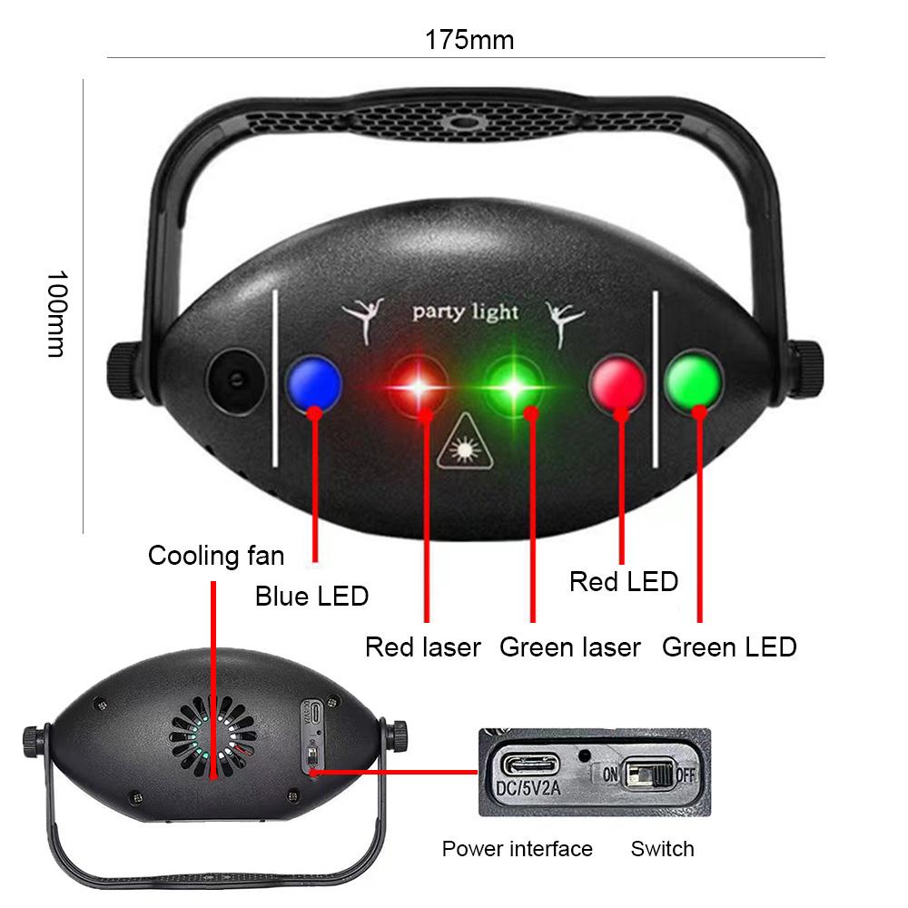 2025 Novo LED 6 furos 72 Padrões Luzes de Palco Plug-in USB DJ Controle Remoto Estéreo Festa Casamento Lâmpada Decorativa KTV Luzes de Discoteca