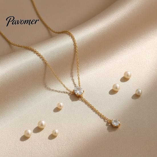 Casual Wear Gold Plated Pendant Y-Shaped Necklace, Necklace for Women, Dainty Lariat Elegant Commuting Drop Minimalist Trendy Clavicle Fashion Jewelry
