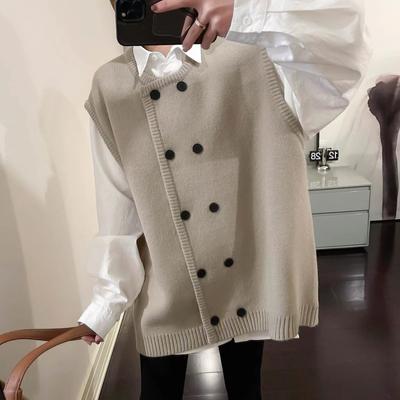 Large Size Chubby Mm 100kg Sleeveless Knitted Vest Women's Spring Design Sense Korean Version Loose Layered Knitted Trend