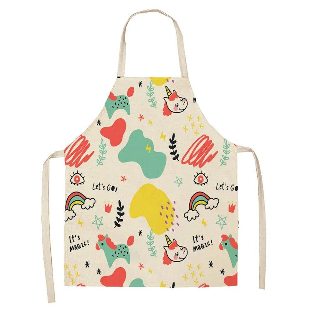 Cartoon Cute Tiger Elk Giraffe Print Kitchen Apron 68x55cm Adult Women's Sleeveless Cooking Apron Household Cleaning Tools