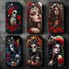 Catrina Beautiful Rose Girl Skull Soft Phone Case for iPhone 16 16E 17 Air 15 Pro Max 14 Plus 13 Mini 11 12 7 Black Cover Back S