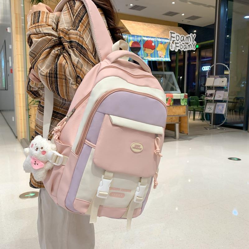 Primary school students color matching art canvas student schoolbag version large capacity primary school students primary school students backpack