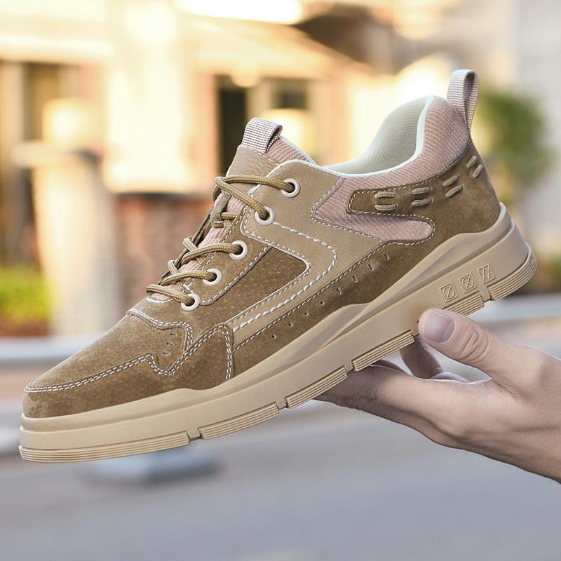 

Модная мужская повседневная обувь из высококачественной кожи Модная спортивная обувь для мальчиков Износостойкая обувь для активного отдыха на открытом воздухе Обувь на плоской подошве со шнуровкой Трекинговая обувь 45 хаки