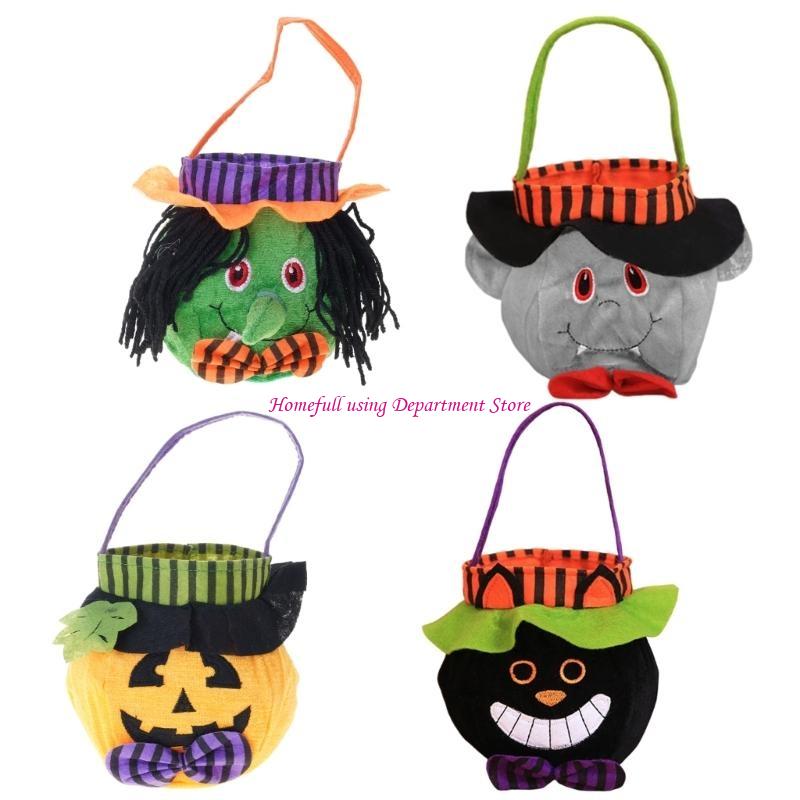 Halloween Partys Favor Bag Vampires Black Cats Design Fabric Candy Collector For Trick Or Treats Event
