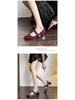 Leopard Print Cashmere Patchwork Square Toe Chunky Heel Mary Jane Shoes with Ankle Strap for Women - Spring/Autumn Retro Style.