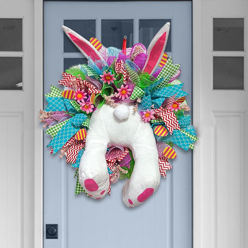 2024 Easter Electric Bunny Wreath Fashionable Unique Hanging Artwares For Daily Life