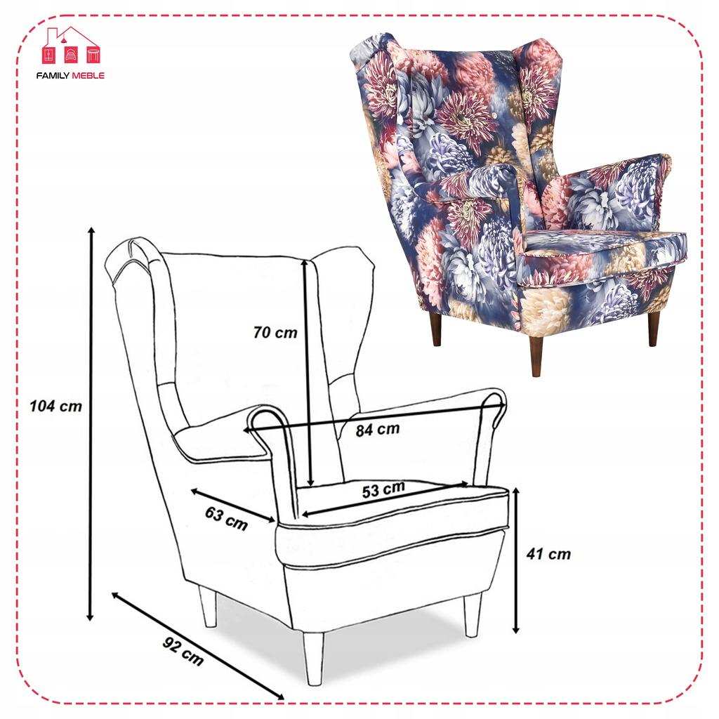 ARI PRINT Scandinavian Family Furniture Wing Chair Peonies Flowers Grandma