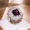 Luxury  Copper Brilliant Purple Square Master Zircon Ring Female Inlaid With Water Drop Full Diamond Ring Party Wedding Gift