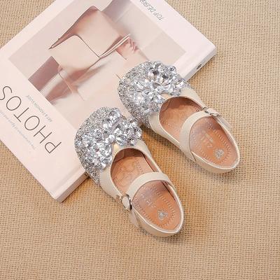 2024 Children Leather Shoes for Girls Autumn New Fashion Soft Comfortable Princess Rhinestone Chic Anti-slippery Dress Shoes