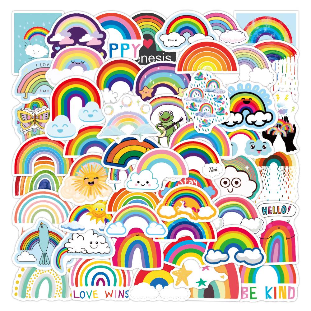 50 Waterproof Rainbow Graffiti Stickers for Suitcases, Notebooks, Scooters, and Phone Cases