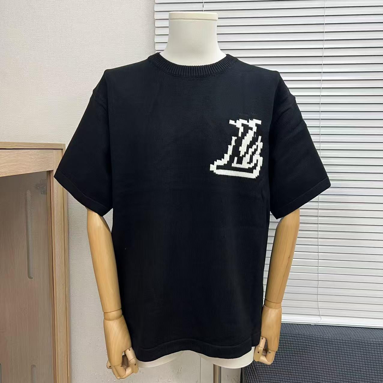 Unisex Donkey Family Logo Jacquard Knit T-shirt with Round Neck Short Sleeves Double Extra Large чёрный 3500₽