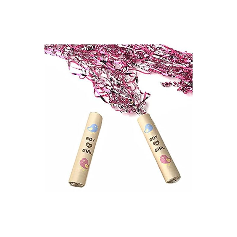 Boy or Girl Gender Reveal Mess-Free Crackers (Pink, 2-Pack)
