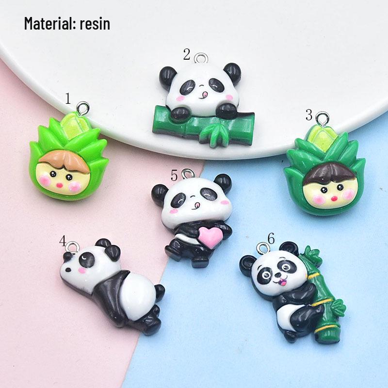 Cute Mini Panda Resin Pendant Keychain - DIY Jewelry Accessory