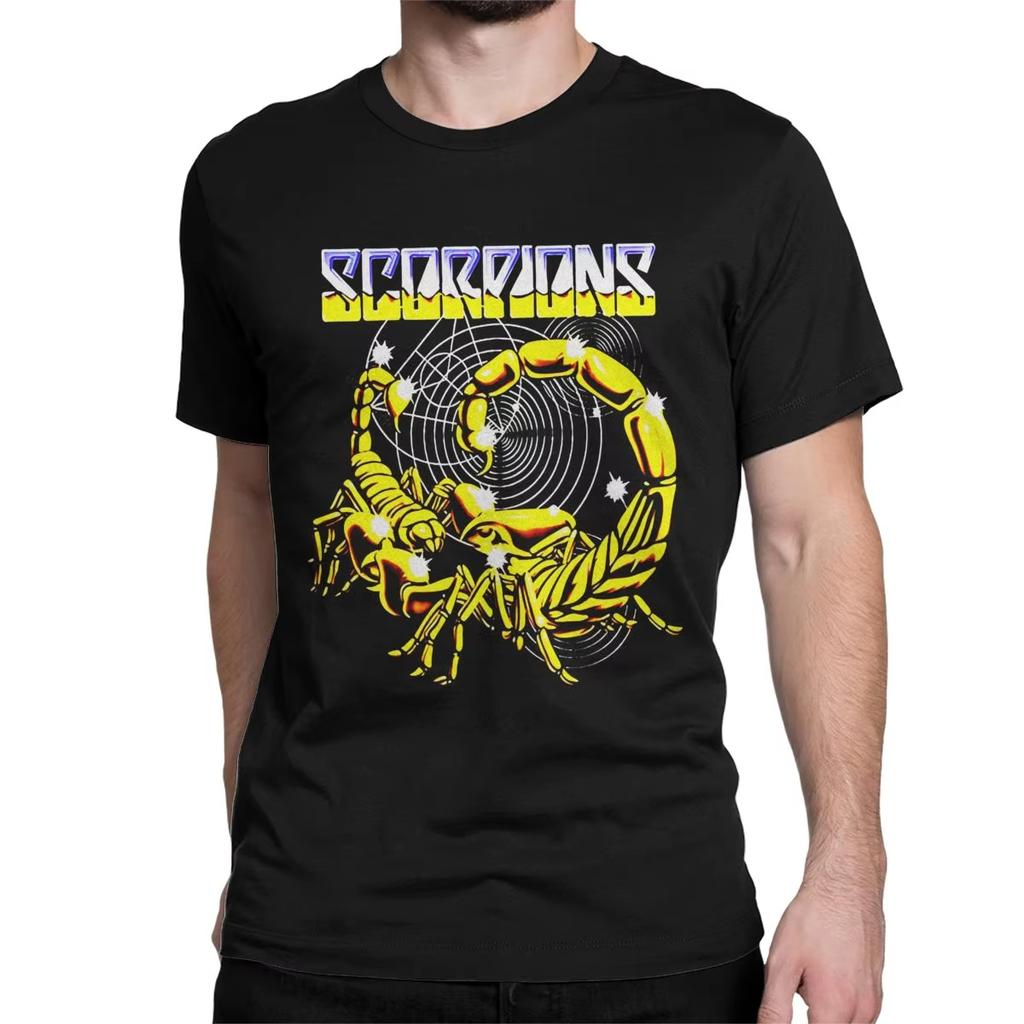 2025 Men's Women's T-Shirt Heavy Metal Scorpion Cotton T-Shirt Short Sleeve Hard Rock Band T-Shirt Crew Neck Clothes Graphics
