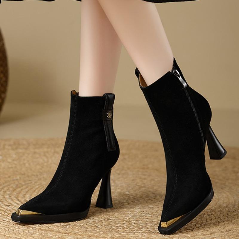 Fashion High Heels Women Ankle Boots Designer Luxury Shoes Winter Dress Fashion Pumps 2025  Elegant Pointed Toe Sexy Botas De Mujer
