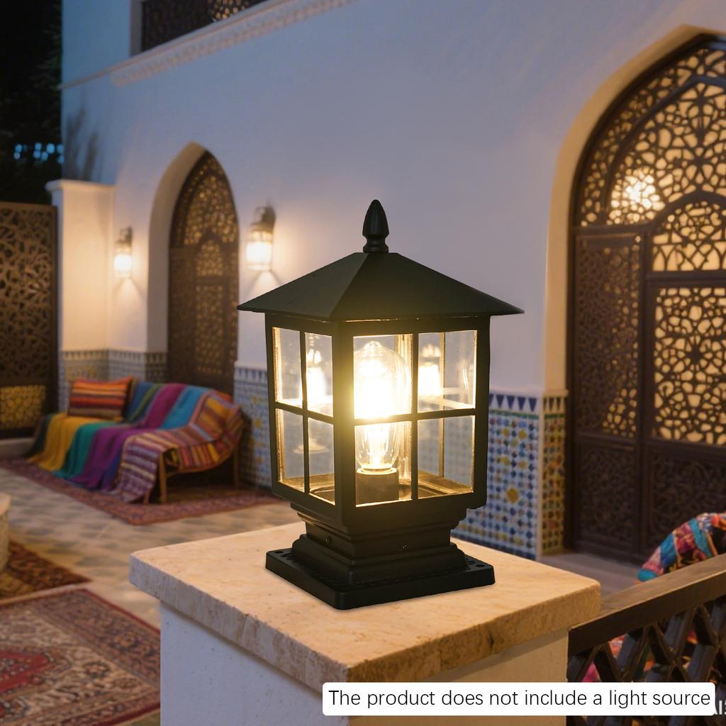 Retro Column Lamp, Aluminum Alloy Column Light, Indoor and Outdoor Post Light E27, Suitable for Porches, Pathways, Entrances