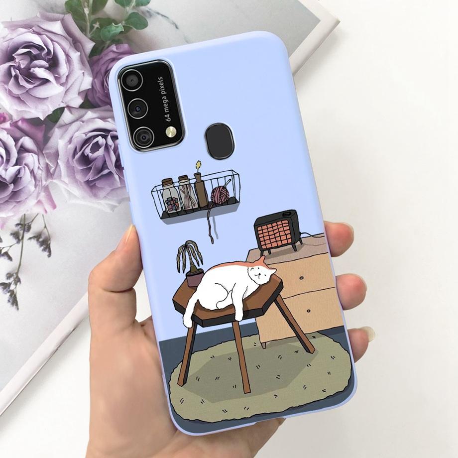 For Samsung M31 M21 2020 SM-M215F Case Ultra Soft Bumper Flower Cat Painting Housing On Smasung Galaxy M21 M 31 Funda Bumper