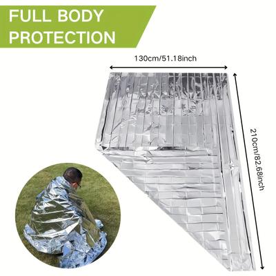5pcs Emergency Thermal Blankets - Heavy-Duty PET Survival Blankets, Extra Large 132.08x208.28 Cm with Reflective Strip & Eyelets