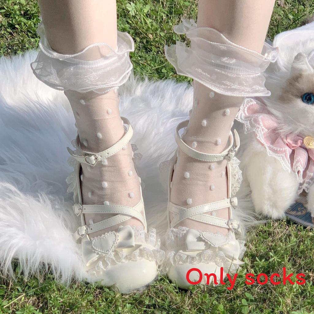 Girls Polka Dot Ruffle Tulle Butterfly Bow Knee Socks With Frictionresistant Fabric For Teens