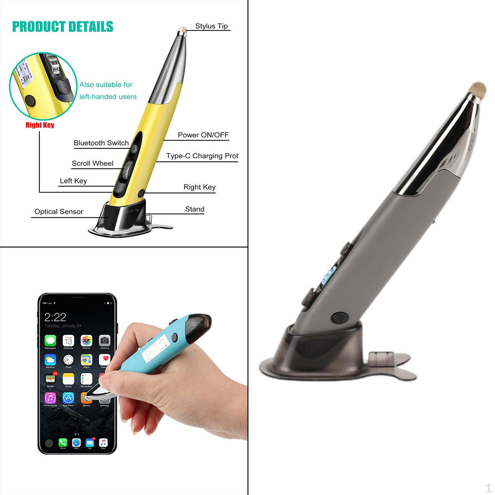 

Mouse Pen USB Rechargeable RGB Backlit with Adapter for PC Notebook сірий колір