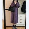 Simple and Versatile Knitted Dress for Women's Autumn and Winter New Loose and Lazy Style with Coat Backing Sweater Long Dress
