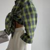Retro Plaid Loose Lapel Long Sleeve Shirt for Women - Spring & Autumn