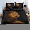 Black Lion Duvet Cover 3 Piece Bedding Set King Queen Full Size 1 Comforter 2 Pillowcase Animal Print
