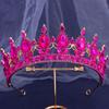 DIEZI Princess Full Rose Red Crystal Tiara Crown For Women Girls Wedding Elegant Bridal Hair Dress Party Jewelry Accessories