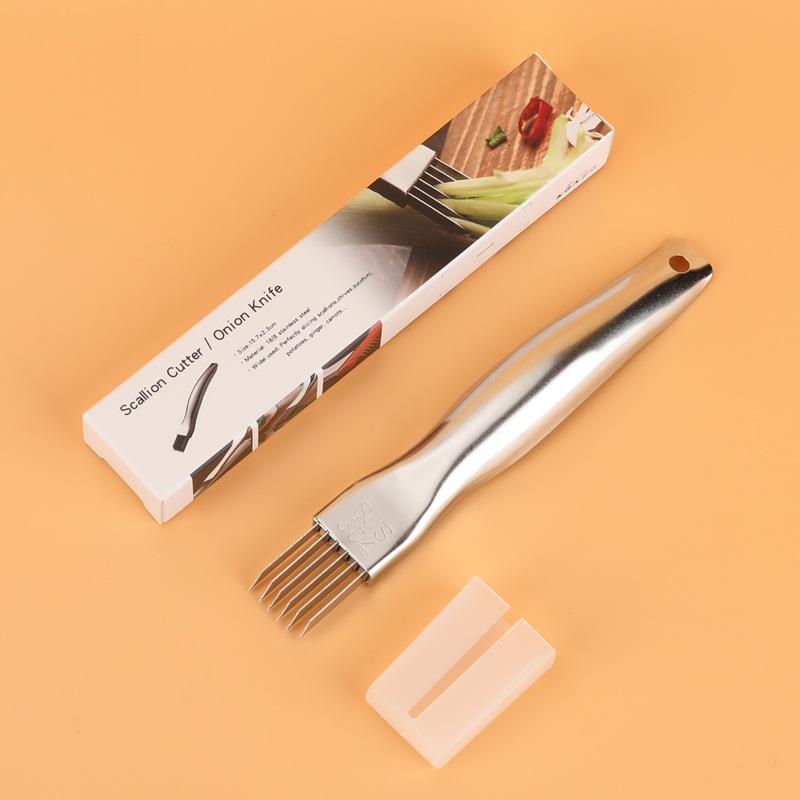 304 Stainless Steel Scallion and Onion Shredder Tool for Cutting, Flowering, and Texturing.