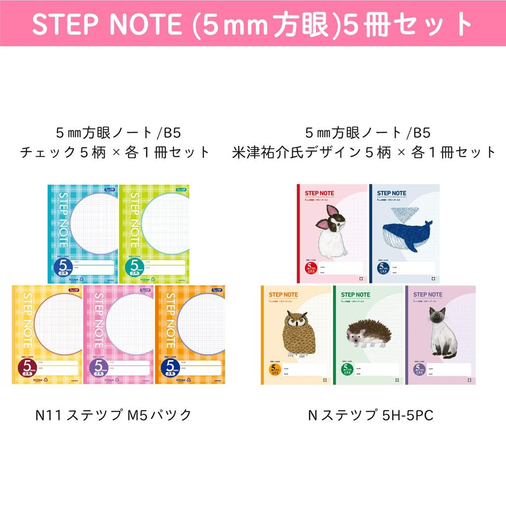 Sakura Cray-Pas Studienheft, 5mm Gitter, N114(10), Rosa kariert, 10 Bücher