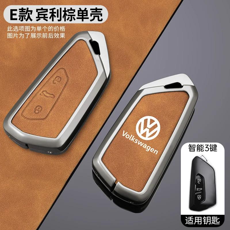 

New Zinc Alloy Leather Car Remote Key Case Cover Shell for VW Volkswagen Golf 8 MK8 ID3 ID4 Cupra 2020 Auto Keychain Access
