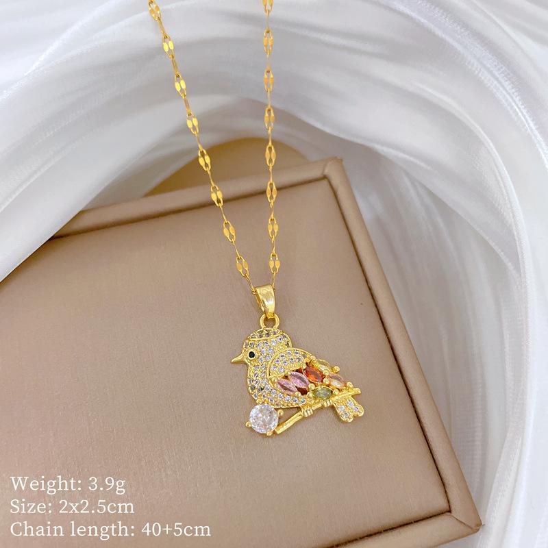 Copper Micro-Inlaid Cross Fashionable Light Luxury Temperament Gorgeous Full Diamond Necklace Female Versatile Collarbone Chain Titanium Steel