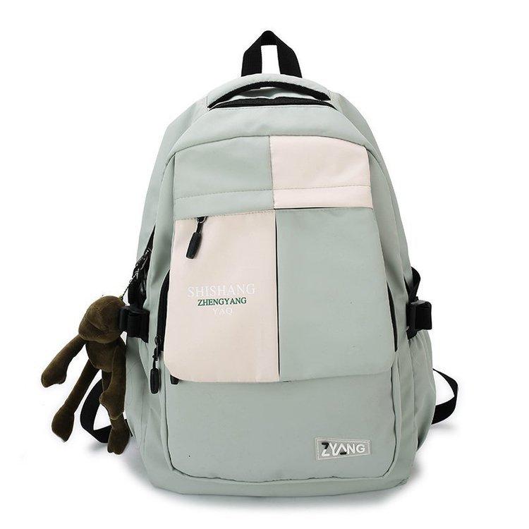 Schoolbag couple schoolbag male new Korean version Harajuku contrasting color double backpack female high school college student casual double