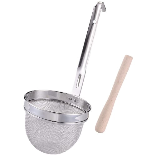 Kanda Kan Large Stainless Steel Miso Strainer, Made In Japan, Tsubame-Sanjo, with Handle, 042054