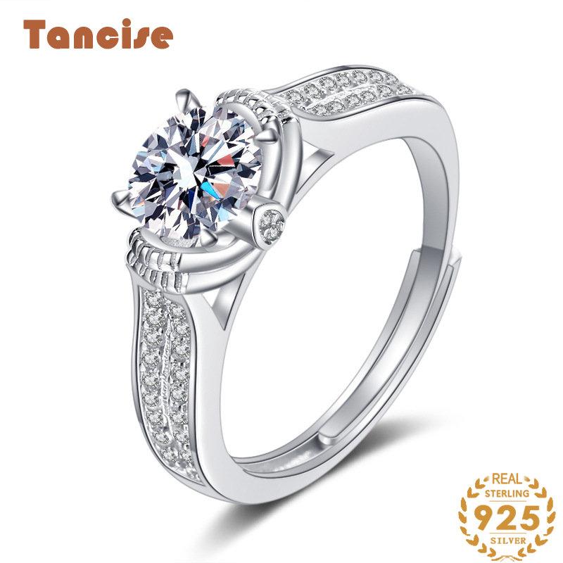 Tancise Classic Moissanite hopea sormus naisten korut häälupaus juhlalahja_voghion.com