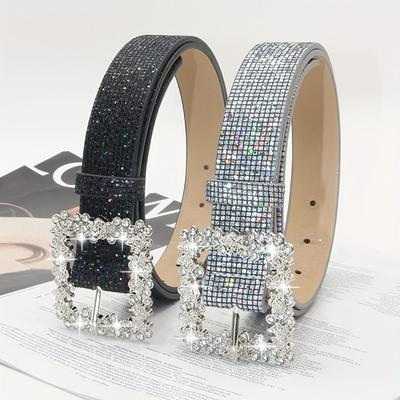 Luxury Rhinestone Waist Belt Adjustable Women's Jeans Belt Fashion Sparkling Waistband  Women Gifts
