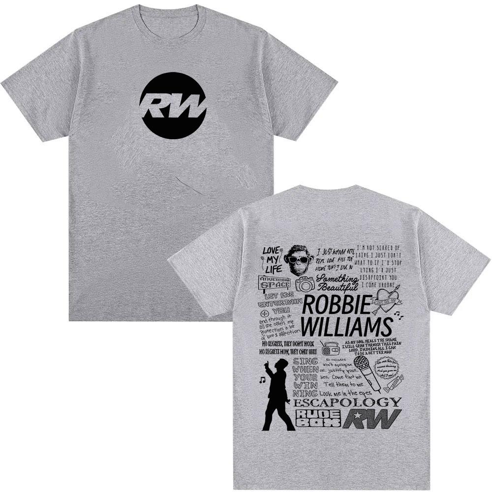 Robbie Williams Rw Tour Album Merch Tričko Pánské Dámské Módní Harajuku Tričko s Krátkým Rukávem Léto O-Výstřih Bavlněná Trička streetové oblečení