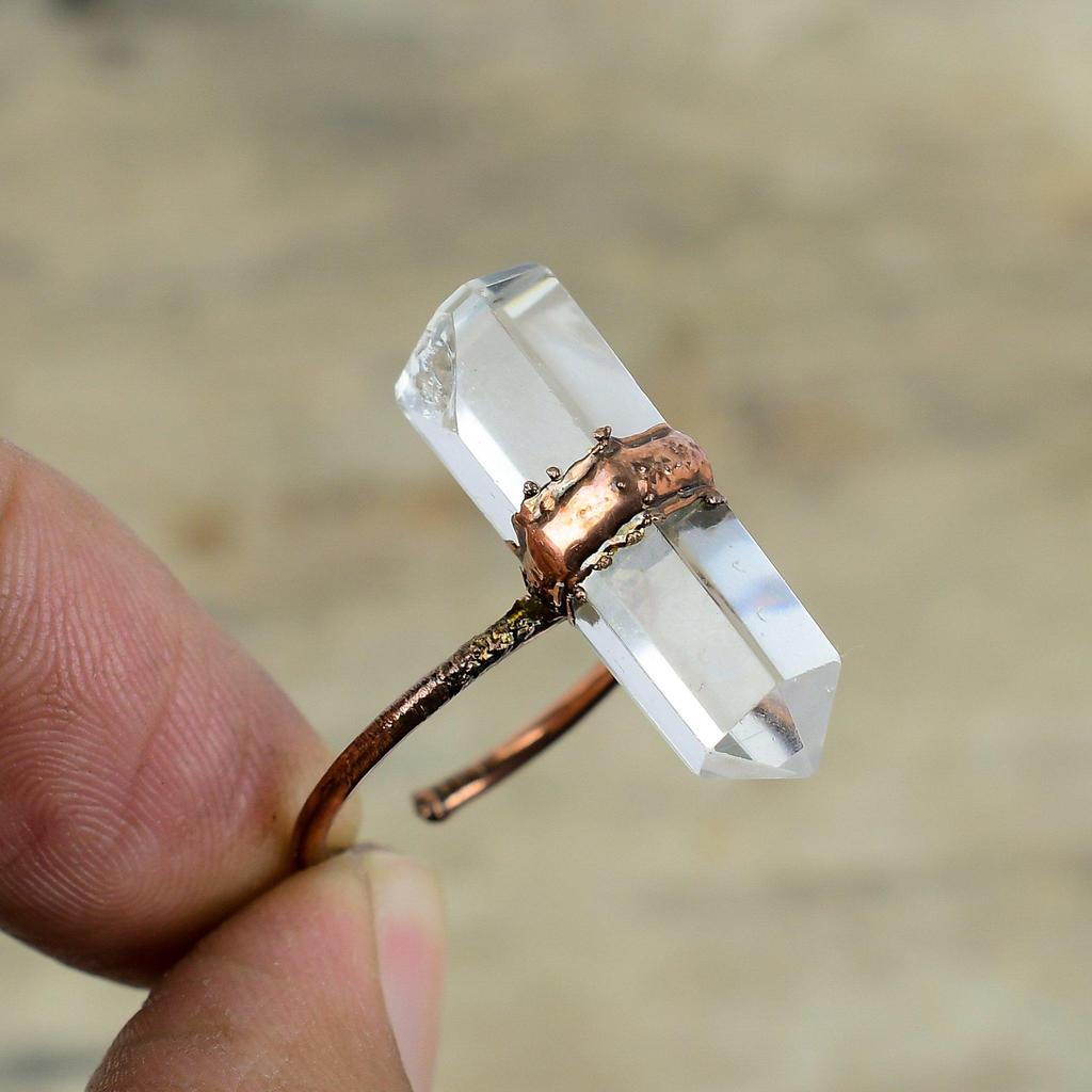 Crystal Ring Electroformed Copper Ring Gemstone Jewelry Adjustable Ring Unique Ring Handmade Copper Jewelry Gifts For Mom Latest Design Ring