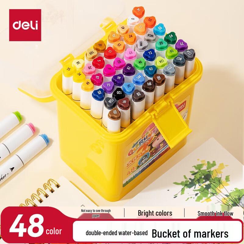 Deli 48-Color Triangular Water-Based Marker Pen Set