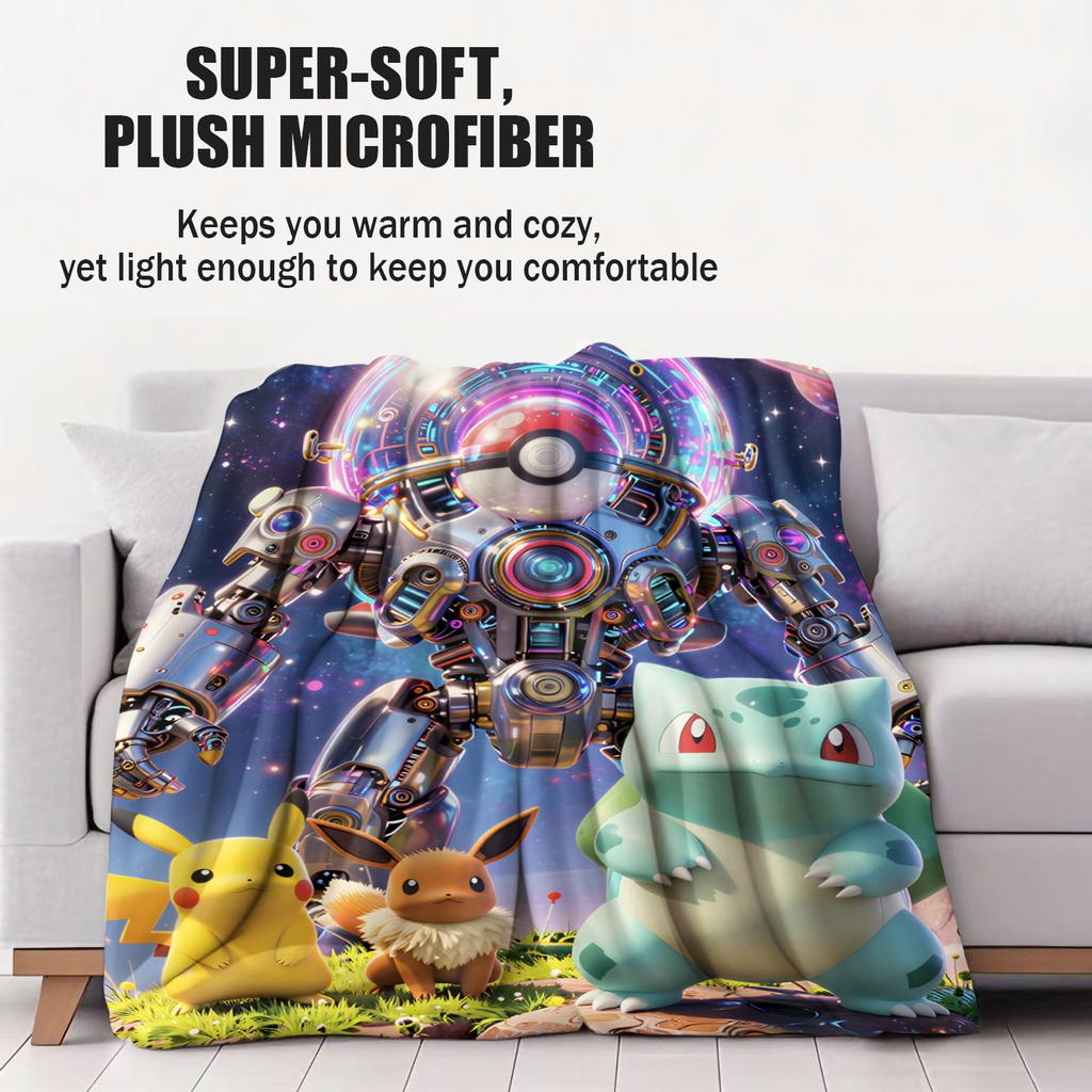 3D Galaxy Pokemon Blanket Warm Cozy Portable Flannel Blanket for Home Camping Travel Gift for Girls Boys