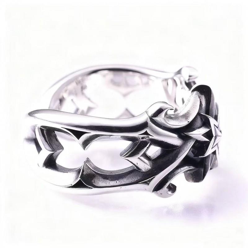 Verstellbarer offener Ring mit Vintage Kreuz Stern Motiv Retro Punk Unisex Modeschmuck