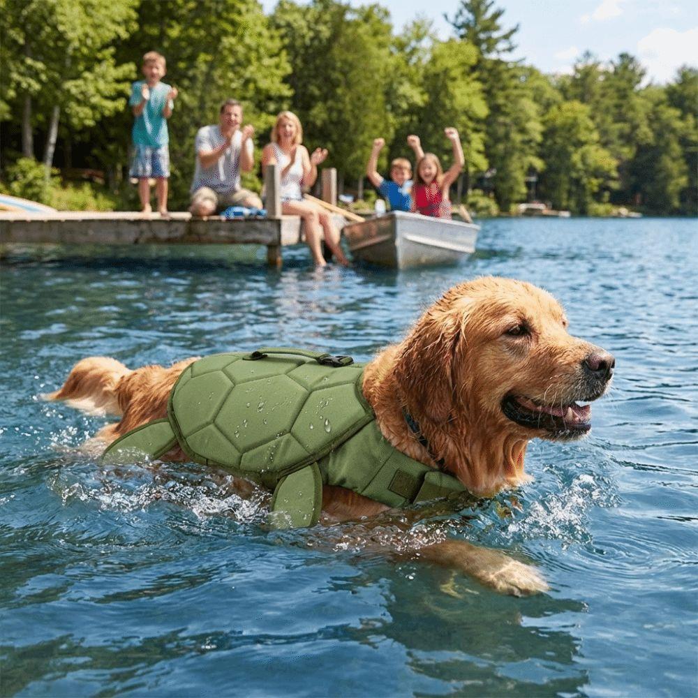 Costume da Bagno per Cani a Forma di Tartaruga Maniglia Portatile Abbigliamento da Surf per Cani Attività Acquatiche