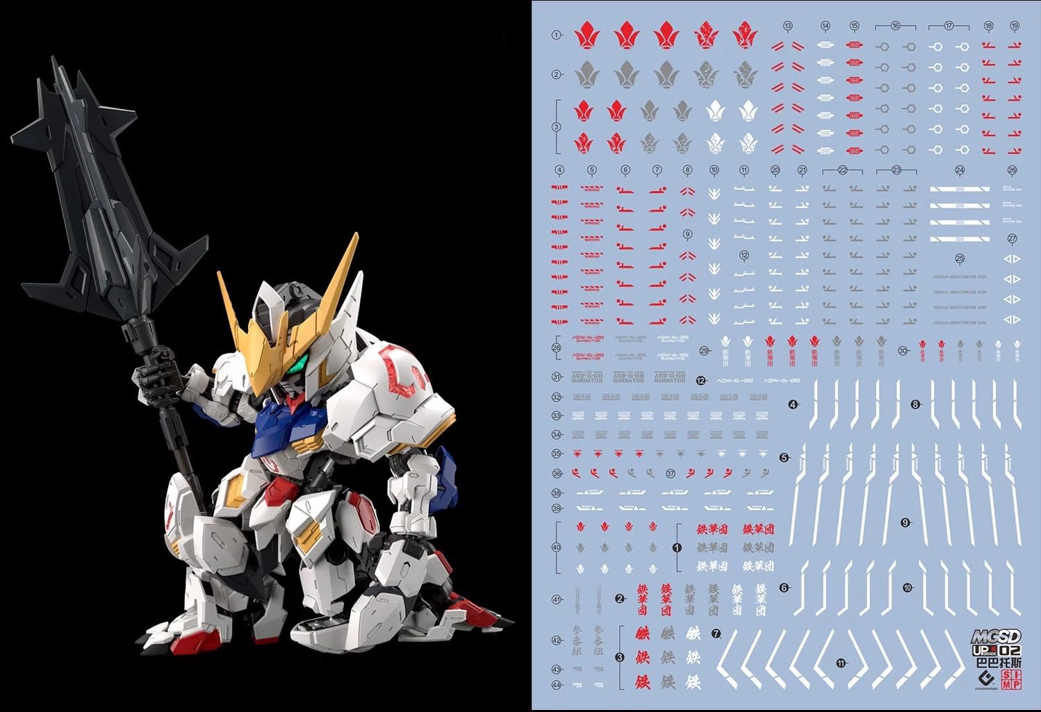 

decals for RE HiRM robot plastic models MGSD Gundam Water-transfer HG, RG, MG, PG, (for Barbatos) [Used] серый