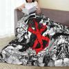 Japan Anime Berserk Schwertkämpfer Manga Guts Decken Atmungsaktive Flanell Überwurfdecke für Sofa Bettwäsche Reise Decken Tagesdecke